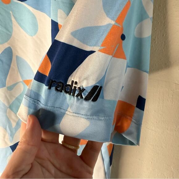 Bad Birdie Core Performance Polo Blue and Orange Floral Size Large - Picture 7 of 7